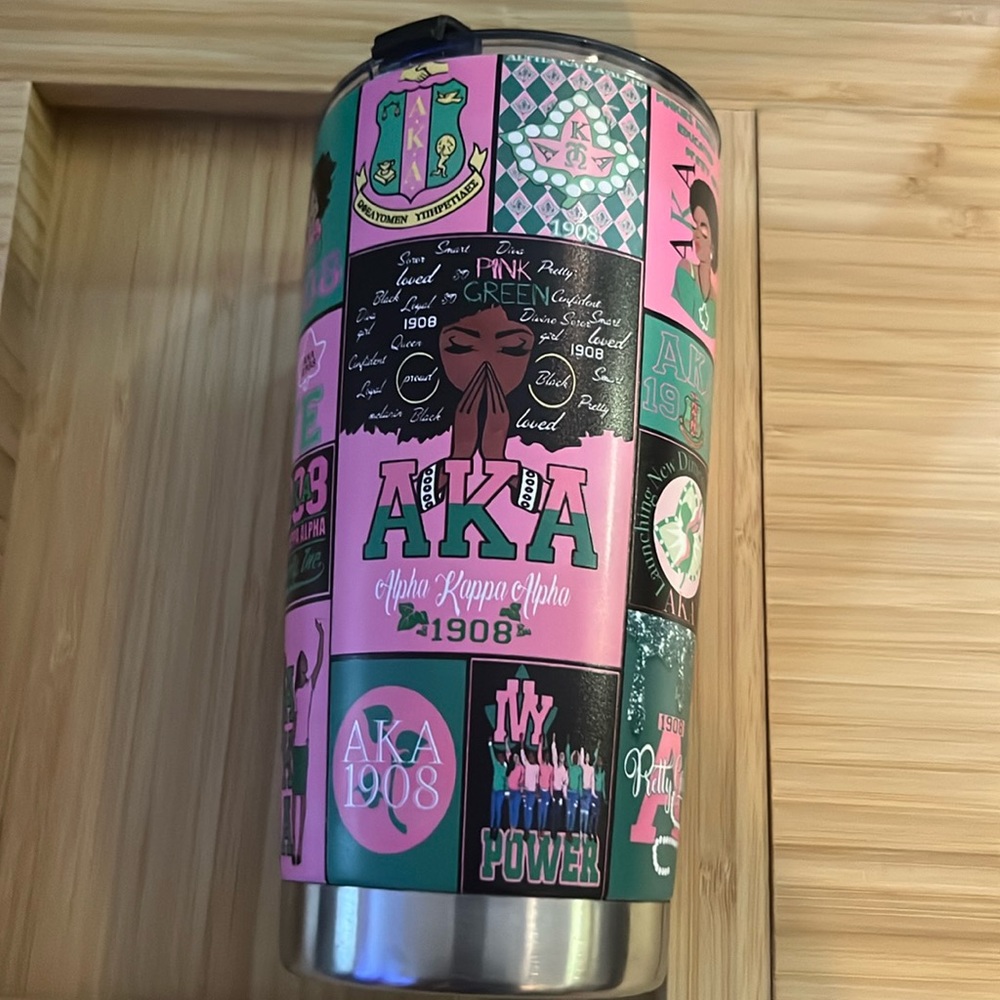 AKA sorority tumbler, 8 inches tall , new